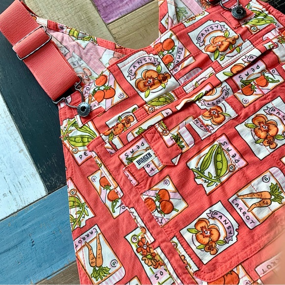 Duluth Trading Co Pants - NWT Duluth 1X x31L Heirloom Gardening Bib Overalls Coral Seed Packets Farm Bibs